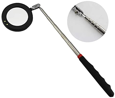 Unterboden-Inspektionsspiegel, ausziehbarer Inspektionsspiegel mit LED-Beleuchtung, 360° schwenkbar, zusätzliche Sicht, universelle Werkzeuge, Teleskoplänge 210–800 mm