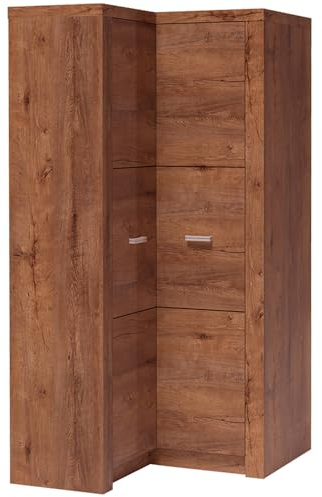 Lomadox Eckkleiderschrank Kleiderschrank Garderobenschrank Schlafzimmerschrank Hängeschrank Wardrobe modern in braun