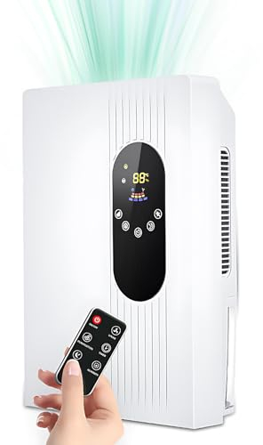 Kavolet Deumidificatore 2 in 1 e purificatore d'aria con tubo di scarico, telecomando, touch screen LCD, regolazione dell'umidità, 2,5 l, disumidificatore, spegnimento automatico, timer 24 ore per 28