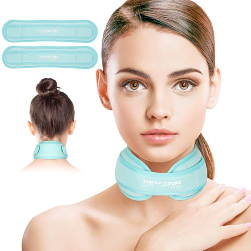 HEALSTOK Neck Ice Pack Wrap, Cervical Ice Pack, 2Pcs Cold Compress Ice Packs for Neck Injuries Reusable Cold & Hot Therapy Gel Migraine Ice Head Wrap for Neck Pressure, Pain Relief (Iceblue)
