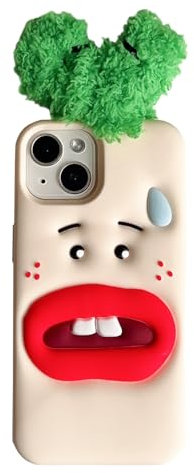QoKcoahn Hässliche Schutzhülle für iPhone 15, lustige 3D-Cartoon-Schutzhülle für iPhone 15, süßes Kawaii-Design, weiches Silikon, stoßfest