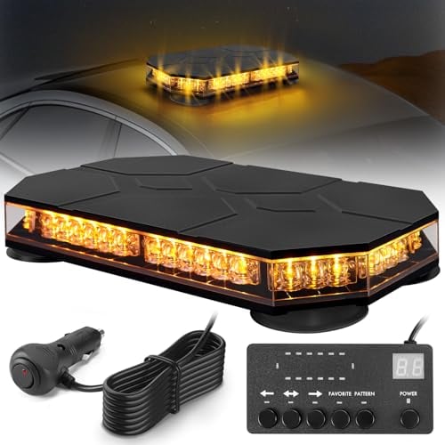 Fxlpower LED Rundumkennleuchte, Gelb Rundumleuchte mit 20 Starke Magnete für Baufahrzeuge Gabelstapler-Traktor Golfwagen Anhänger Schneepflug
