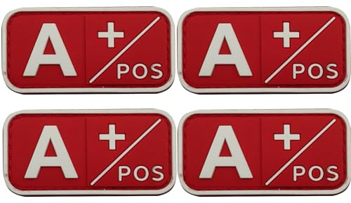 ODSS PVC Aufnäher Blutgruppe A Positive taktischer Klett | Robuster PVC-Gummiaufnäher für Blutgruppe A+ mit zweiseitigem Klett für Westen und Ausrüstung