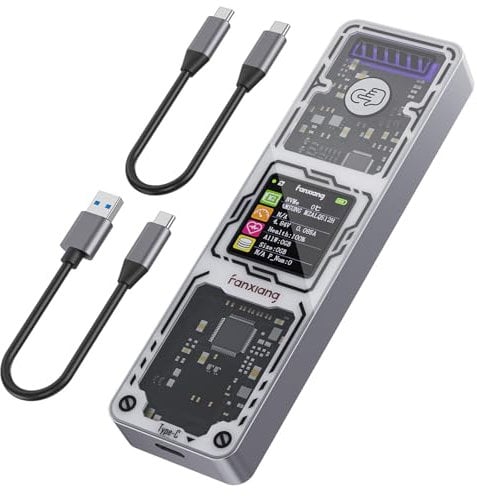 fanxiang Case SSD Con display intelligente,SSD Enclosure M2 PCIE NVMe 2230/2242/2260/2280,USB3.2 Gen2 10Gbps B&M-Key Case M.2 NVMe/SATA,Compatibile con TV、PS5/PS4(PRO)、Xbox、Mac、OTG Phone -MD86