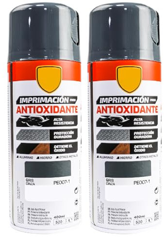 various Pintura Spray Imprimacion Antioxidante Gris de 400 ml Protección Contra la Corrosión Adecuado para las Superficies de Metal, Aluminio,Hierro y Otros metales Pack de 2 Unidad