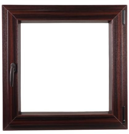 ALUCON Fenster 500x500 mm – Kunststofffenster 50x50 cm – Flügelfenster Innen Mahagoni/Außen Mahagoni – DIN Rechts