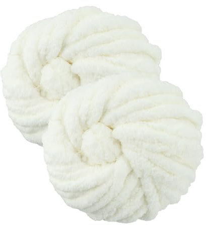 Dicke Wolle Garn 500g (2x250g) 54 m Chunky Wolle Soft Chenille Chunky Yarn Armstricken Wolle, Blanket Yarn zum Weben Decken Schals Mützen Haustier Weiß