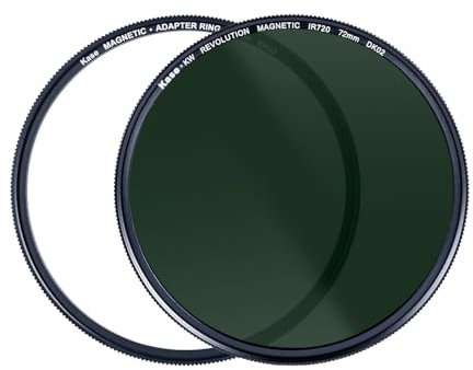 Kase Revolution Infrarotfilter IR720, magnetisch, stoßfest, gehärtetes optisches Glas, inkl. Adapter, 720 Hz, 720 nm, keine Kamera-Umwandlung erforderlich (72 mm)