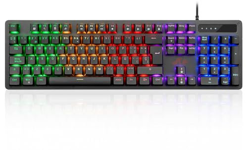 Rii Teclado Gaming Mecánico, 22 Modos de retroiluminación, Interruptores Azules, Anti-ghosting, QWERTY Español (Full-Size (100%))