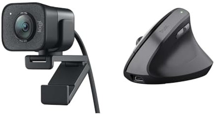 Logitech for Creators StreamCam, & Trust Yuno Souris Ergonomique sans Fil,