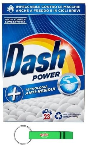 6 x Dash Power Detersivo Lavatrice In Polvere, detersivo in polvere, tecnologia anti-residuo, 23 lavaggi 1150 G + portachiavi Beni Culinari