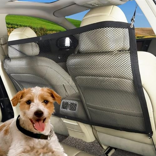 JazRvr Hundegitter Auto, 5-teiliges Set mit Trennnetz für Kofferraum und Rücksitz, Sicherheitsnetz für Haustiere, 75 x 115 cm, inklusive 4 Eisenhaken, ideal für Hunde und andere Haustiere