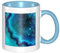 ESASAM Tasse en céramique double couleur bleu turquoise turquoise, ronde et lisse, élégante et durable