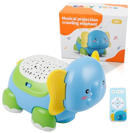 Gotrain Baby Krabbel Spielzeug 6+ Monate Interaktives Krabbelspielzeug Krabbel Elefant mit Musik und projektion Baby Geschenk Junge Mädchen Spielzeug ab 1-4 Jahre Musikalische Lernspielzeug