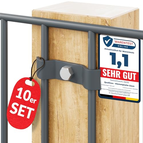 Qualinos 10x Doppelstabmattenzaun Zubehör Spannbügel 50mm, Anthrazit 7016