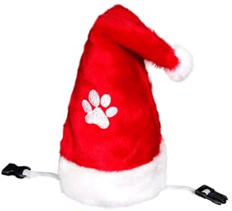 Weihnachtsmütze für Hunde und Katzen Nikolausmütze mit elastischem Band Haustier Mütze verstellbar weich für kleine mittelgroße Tiere Weihnachtsfoto Party