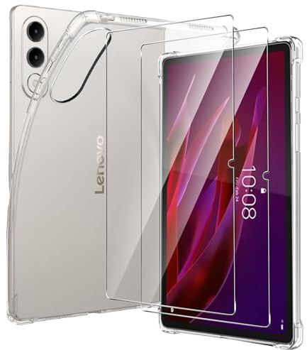 CONAPIKA Klar Hülle für Lenovo Yoga Tab mit 2 Stück Schutzfolie, Flexibles Schlank Leicht Weich TPU EckenFallschutz Bumper Schutzhülle Stoßfest Anti-Kratzen Transparent Tablet hülle
