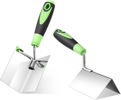 Professional Drywall Corner Trowel Set, Stainless Steel Inside & Outside Corner Tool, 3.15(8cm) & 5(13cm), Ergonomic Handle Plastering Finishing Tool for Wall Treatment