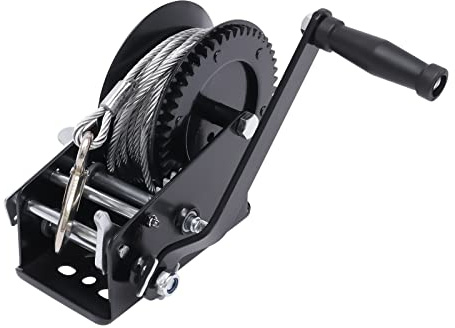 Treuil manuel, 1587 kg, force de traction en acier au carbone, 10 m, câble métallique, portable, pour bateaux et remorques, 19,2 x 10 x 18,2 cm