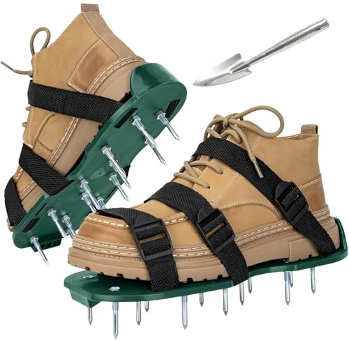 Hsyadazi Scarpe per ventilatori del prato, scarpe per unghie per ventilatori e scarificatori con chiusura in e chiodi premontati per la cura del giardino e utilizzabile come scarpe da massetto