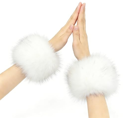 1 Paar Pulswärmer Kunstpelz Armstulpen - Pulswärmer Damen, Handgelenk Wärmer, Fell Pelz Armstulpen Für Dekoration, Fell Manschette Handschuhe Kunstfell Winter Handgelenk,für Feiertage, Partys, Outdoor