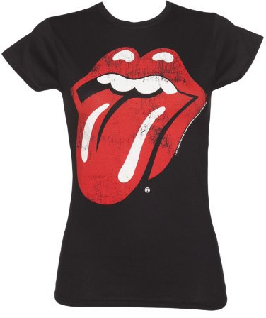 The Rolling Stones Women's RSTEE03LB Classic Tongue Short Sleeve T-Shirt, Black, Size 12 (Manufacturer Size:Large)