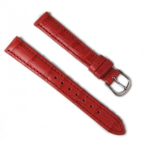 Minott Uhrenarmband Leder Louis-Print rot 14mm