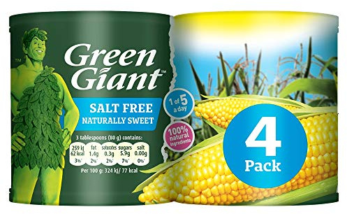 Green Giant Salt Free Sweetcorn, 4 x 198g