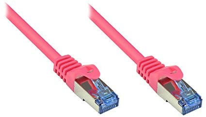 Kabelmeister® Cat.6A Ethernet LAN Patchkabel mit Rastnasenschutz - S/FTP, PiMF, PVC, 500MHz, halogenfrei- 10-Gigabit-fähig - magenta, 20m