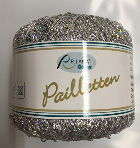 Rellana Pailletten Beilaufgarn, 25 Gramm = 325 Meter, (201 silber)
