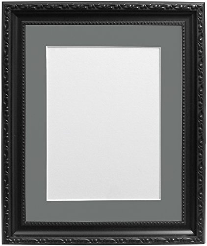 FRAMES BY POST 30mm Black Photo Picture Poster Frame with Dark Grey Mount 12 x 10 For Pic Size 10 x 8