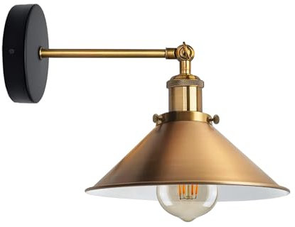 LEDSone Metallschirm Wandbeleuchtung Wandleuchten Vintage Industrie Loft-Wandlampen Antik Deko Design Wandbeleuchtung 22 cm x 18 cm Schwarz Eisen Indoor Wandleuchte 19 cm x 22 cm x 19 cm