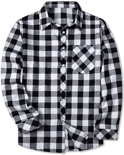 SANGTREE Boys' & Men's Plaid Flannel Button Down Shirt, 3 Months - Men 3XL - - 11-12 Years