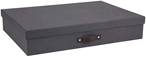 BIGSO BOX OF SWEDEN SVERKER Dokumentenbox für Unterlagen im A3-Format – Schreibtischablage mit Deckel und Griff – Aufbewahrungsbox aus Faserplatte und Papier in Leinenoptik – schwarz