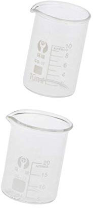 Tenlacum 10ml 20ml Glass Transparent Beaker Set Graduated Borosilicate Glass Beaker (2 pieces)
