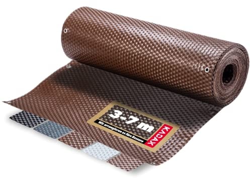 KADAX Sichtschutz für Balkon, Terrasse, Zaun, wetterfeste Sichtschutzmatte aus PE-Rattan, Balkonbespannung mit Kabelbinder, Sichtschutzzaun, Balkonverkleidung, Windschutz (0,9 m x 4 m, Hellbraun)