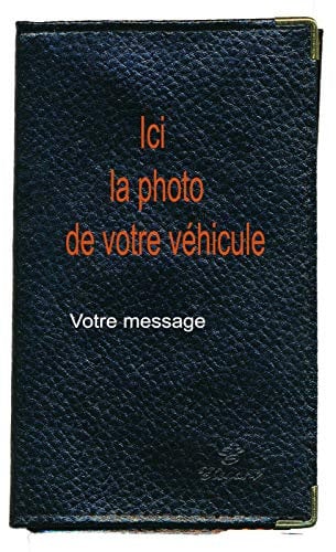 Syl'la Personnalisé Votre Porte Carte Grise et Papier Voiture en Cuir pour Femme ou Homme avec Votre Photo ou Logo et Texte (Noir-)