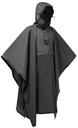 Ahsado Regenponcho, 3-in-1 Multifunktionales Regencape zum Camping Wandern für Erwachsene, Männer/Frauen