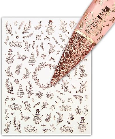 3 Blatt Nagelsticker - hauchdünne Stick On Nail Slides - Selbstklebende Nail Sticker, Nail Art für Weihnachten