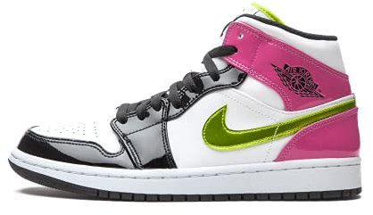 Jordan Air 1 Mid SE CZ9834 100 Cyber/Active Fucsia para hombre, talla 8, Blanco/Negro-Rosa cibernético