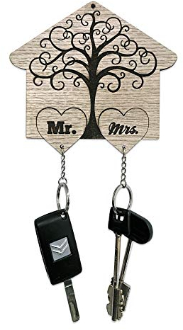 Fitwish Schlüsselanhänger aus Holz in Form eines Hauses, Herz-Schlüsselanhänger, perfekte Geschenkidee für Sie und Ihn, Weihnachts- und Valentinstagsgeschenk, ideal für die Dekoration Ihres Hauses