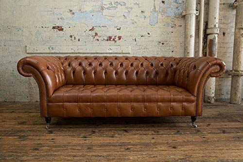 jvmoebel Antik Braune Chesterfield Couch Sofa Polster Couchen Sofas Leder Texil 3 Sitzer