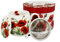 DUO FLORAL Fassbecher 430 ml CLASSIC POPPIES mit Teesieb, New Bone China Porzellan