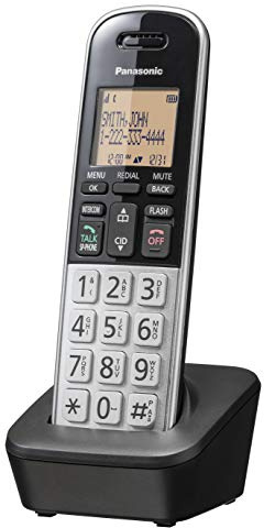 Panasonic Compact Cordless Phone with DECT 6.0, 1.6 Amber LCD and Illuminated HS Keypad, Call Block, Caller ID, Multiple Display Languages - 1 Handset - KX-TGB810S (Black/Silver)