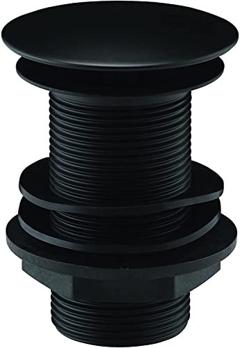 Black Unslotted Basin Waste by Arty Bathrooms - Matt Black Pop Up Brass Sink Waste - Push Button