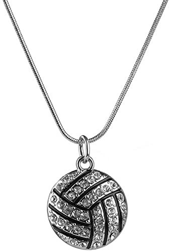 Volleyball - Collar con colgante de cristal para mujer y niña