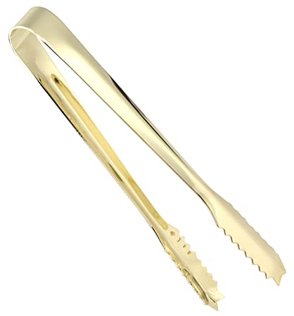 Kleine Servierzange, 7 Zoll Edelstahl Eiszange Zucker Servierzange mit gezackter Klammer für Eiswürfel, Zuckerwürfel, Kaffeebar (Gold)