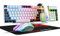 Clavier et souris rétroéclairés à LED arc-en-ciel filaire avec micro, souris de jeu et pad pour PC, Xbox et PS4 (blanc/noir)