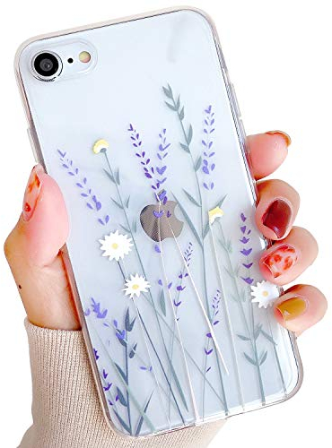ZTUOK Kompatibel mit iPhone 7/8/SE 2022/SE 2020 Hülle, klares süßes Blumen-Design, Flexibler Bumper TPU, weiches Gummi, Silikon, Mädchen und Jungen Hülle für iPhone 7/8/SE 2/SE 3 (Transparent)