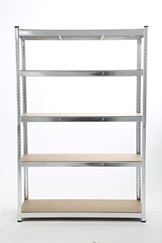 Panana Warehouse 5 Tier Racking Shelf Heavy Duty Steel Garage Shelving Unit Garden Shed Shelving (silver, 180x120x45cm)